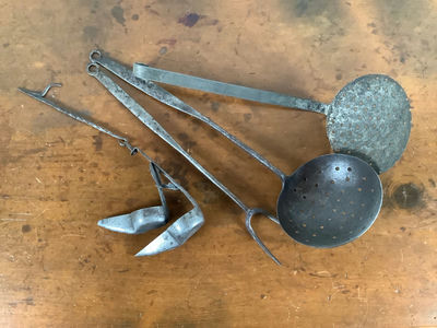 Antique Wrought Iron Fireplace Tools - Image 1 of 2