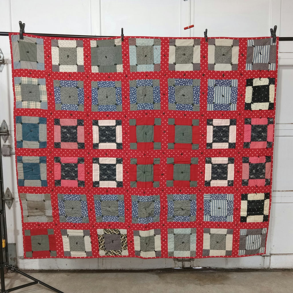 Vintage Handmade Building Blocks Quilt - image 1 of 6