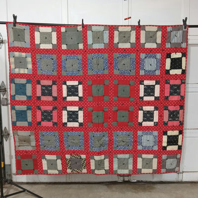 Vintage Handmade Building Blocks Quilt - Image 1 of 6
