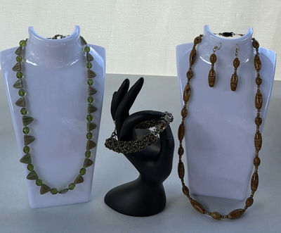 Beaded Necklaces, Earrings, and Bracelet Set - Image 1 of 10