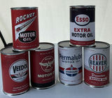 (6) Collection of Vintage Style MINI Motor Oil Tin Containers - thumbnail 1 of 5