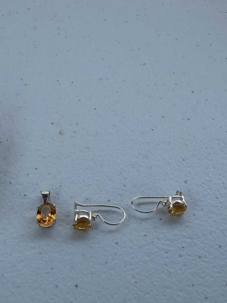 Sterling Silver Jewelry Set with Yellow Gemstones - image 10 of 19