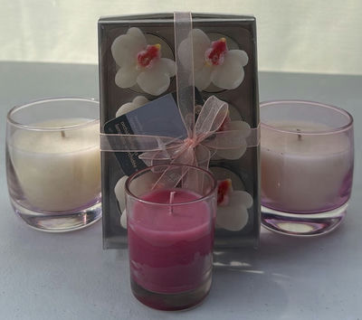 Orchid Tealight Candles and Glass Jar Candles - New - Image 1 of 8