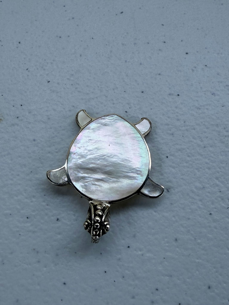 Sterling Silver Turtle Shaped Shell Pendant - image 3 of 9