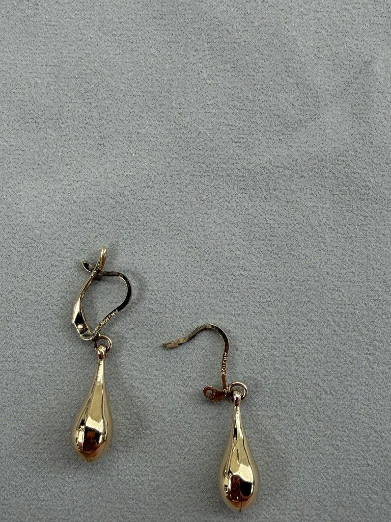 10K Gold Teardrop Dangle Earrings - image 7 of 9