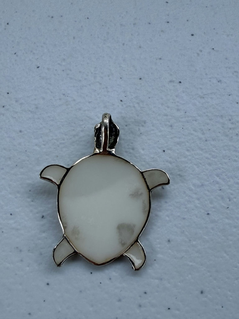 Sterling Silver Turtle Shaped Shell Pendant - image 8 of 9