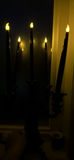 Black Five-Arm Candelabra With Decorative Panels and Taper Candles - thumbnail 8 of 8