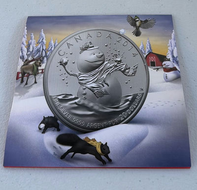 2014 Royal Canadian Mint $20 Fine Silver Snowman Coin - Image 1 of 9