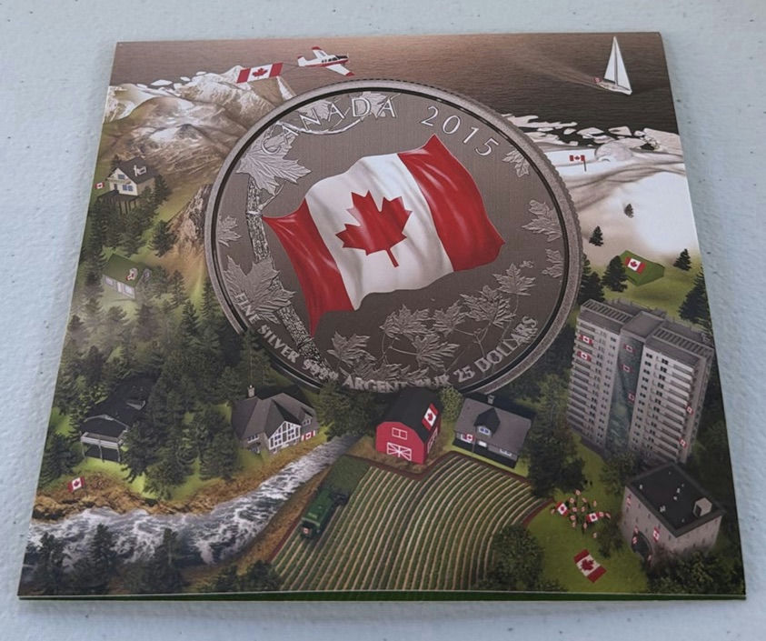 2015 Royal Canadian Mint $25 Fine Silver Coin with Canadian Flag - image 1 of 10