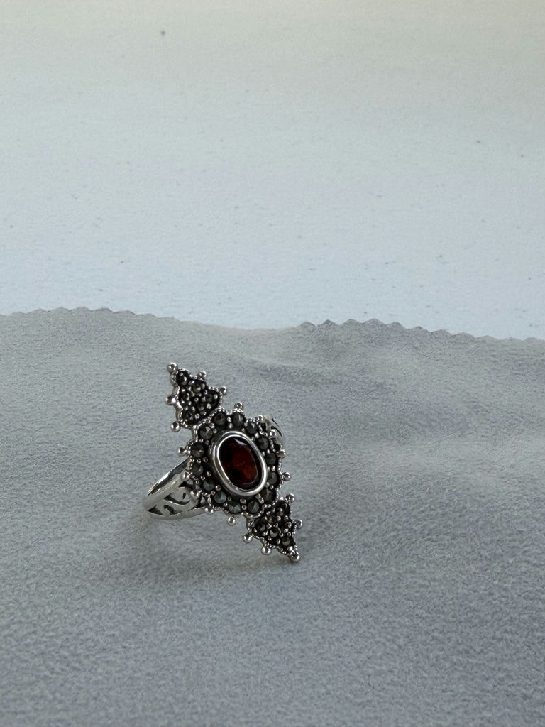 Sterling Silver Ring with Red Oval Stone - image 9 of 12