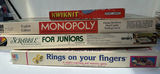 Vintage Board Games Including Monopoly, Scrabble for Juniors, Kwiknit, and Rings on Your Fingers - thumbnail 1 of 33