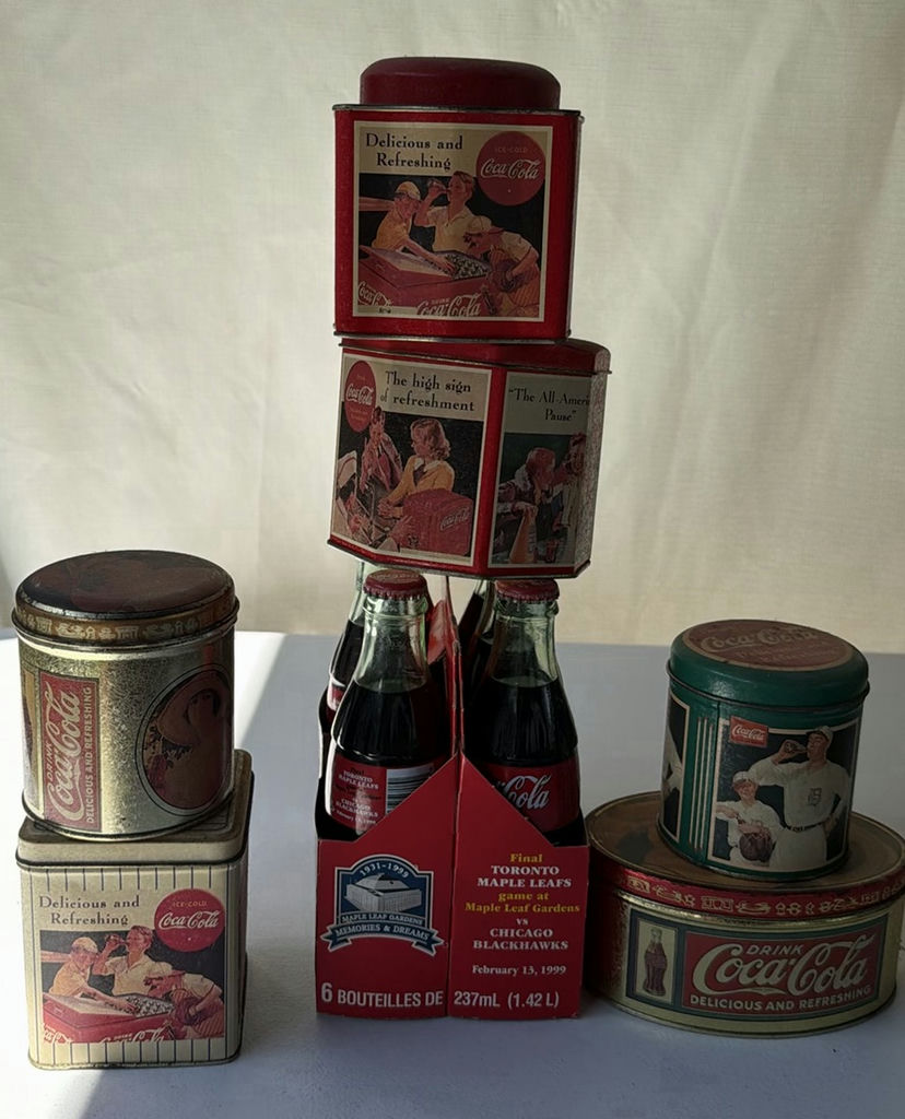 Coca-Cola Collectible Tins and Commemorative Bottle Carrier With 6 Bottles - image 1 of 6