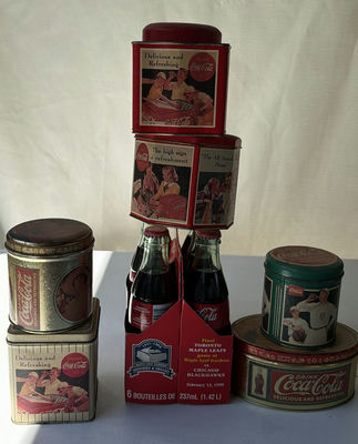 Coca-Cola Collectible Tins and Commemorative Bottle Carrier With 6 Bottles - Image 1 of 6
