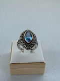 Sterling Silver Blue Stone Ring With 14K Accent Detail - thumbnail 1 of 21