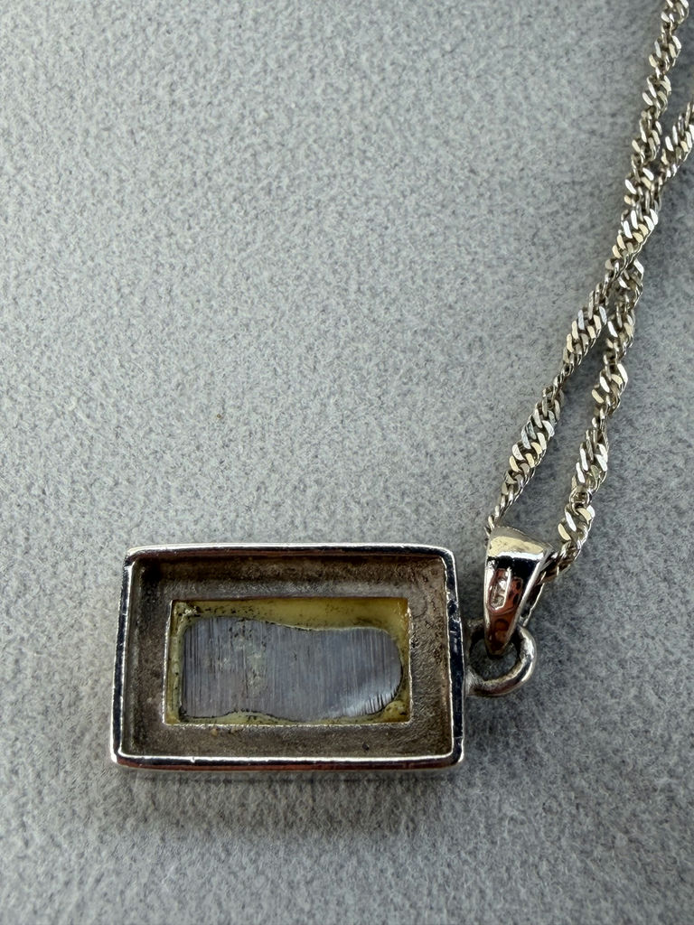 Sterling Silver Chain Necklace with Rectangular Pendant - image 9 of 14