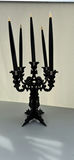 Black Five-Arm Candelabra With Decorative Panels and Taper Candles - thumbnail 6 of 8