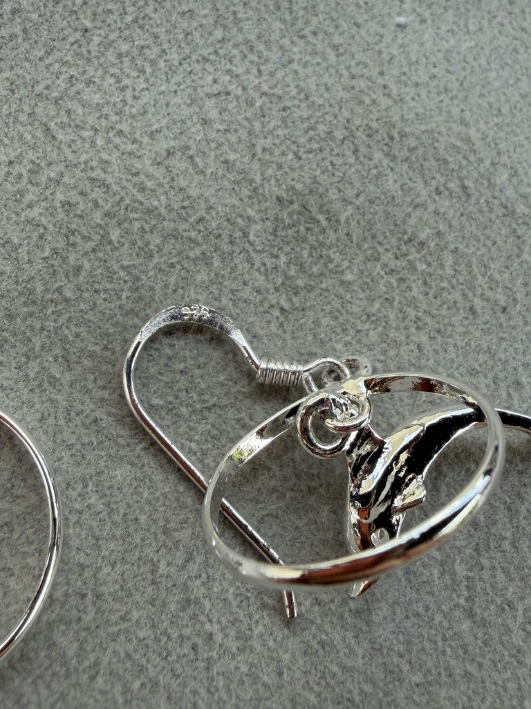 Pair of Sterling Silver Dolphin Hoop Earrings - image 5 of 10