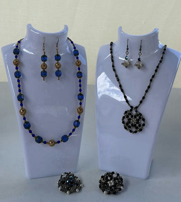 Two Beaded Necklace and Earring Jewelry Sets With Brooches - Image 1 of 11