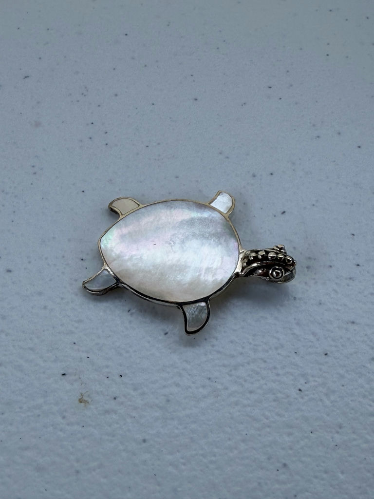 Sterling Silver Turtle Shaped Shell Pendant - image 1 of 9
