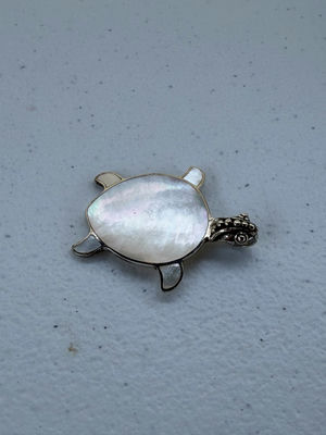 Sterling Silver Turtle Shaped Shell Pendant - Image 1 of 9