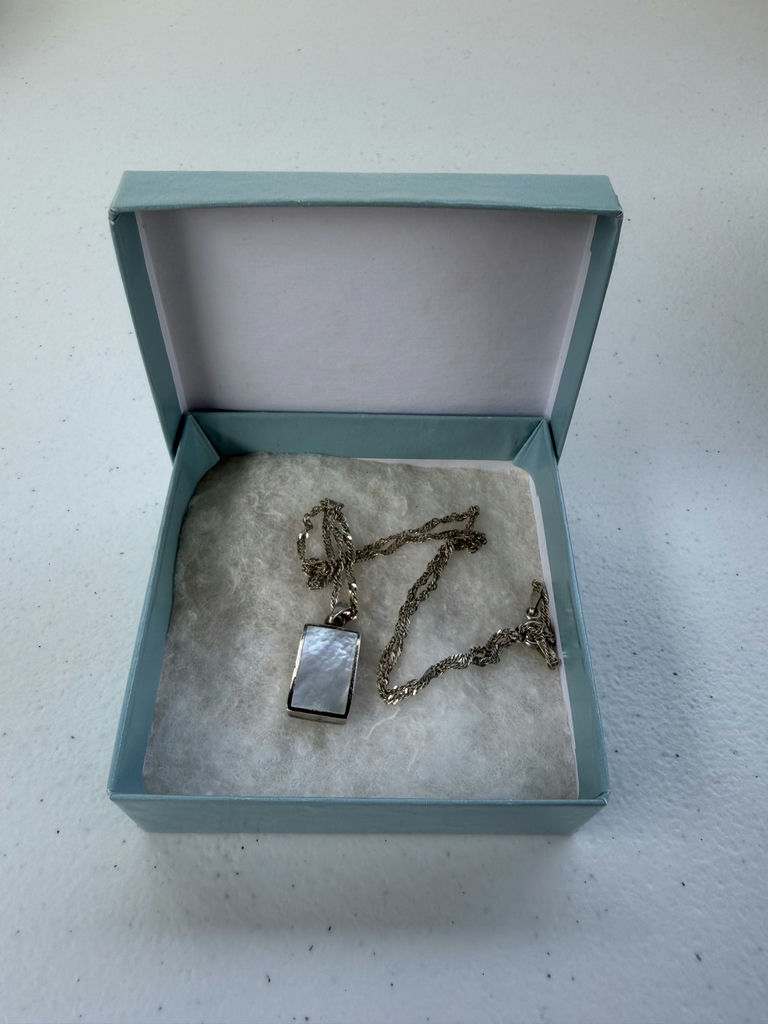 Sterling Silver Chain Necklace with Rectangular Pendant - image 1 of 14