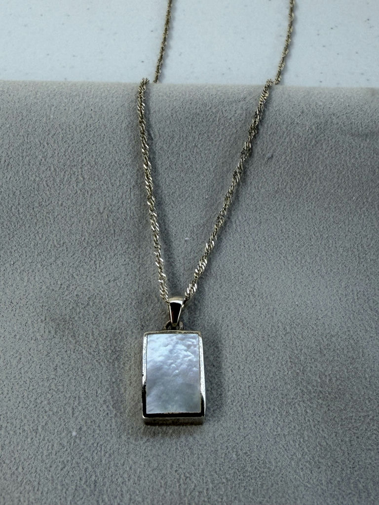 Sterling Silver Chain Necklace with Rectangular Pendant - image 7 of 14