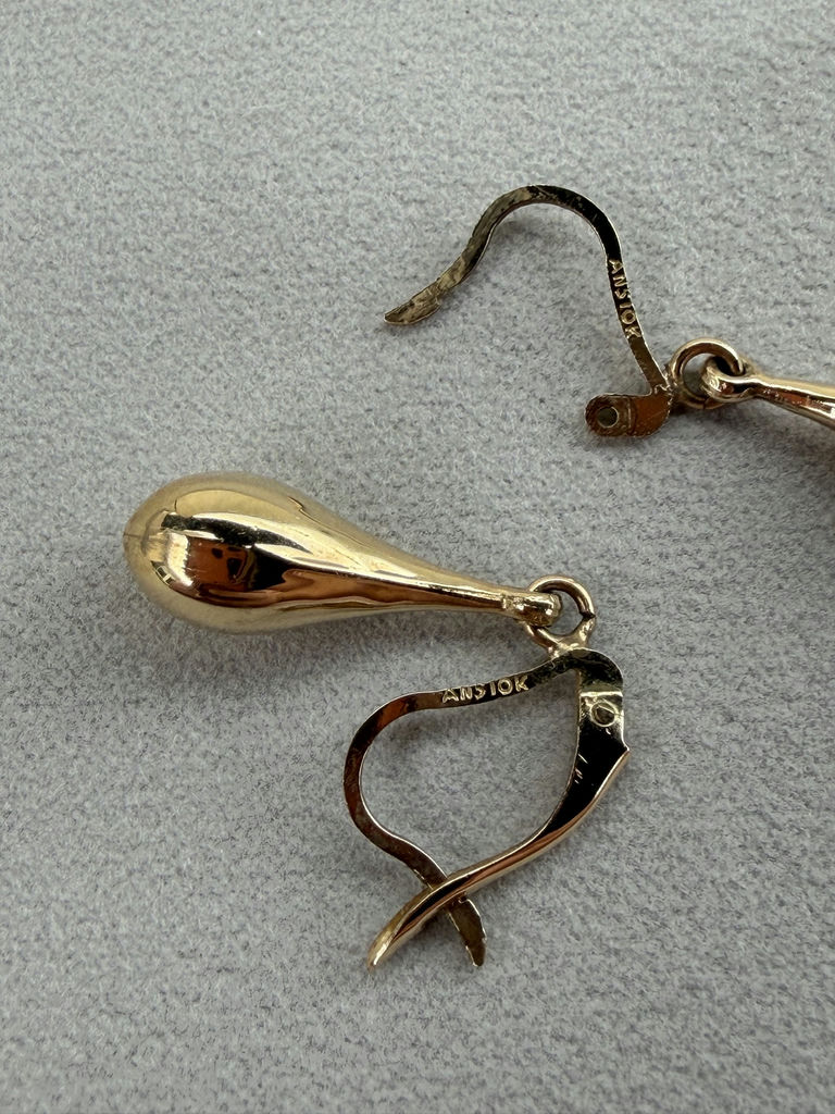 10K Gold Teardrop Dangle Earrings - image 5 of 9