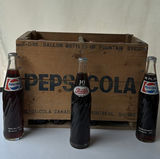Vintage Pepsi-Cola and Coca-Cola Glass Bottles with Pepsi-Cola Wooden Crate - thumbnail 1 of 17