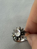 Sterling Silver Ring with Clear Center Stone And Metallic Accents - thumbnail 3 of 14