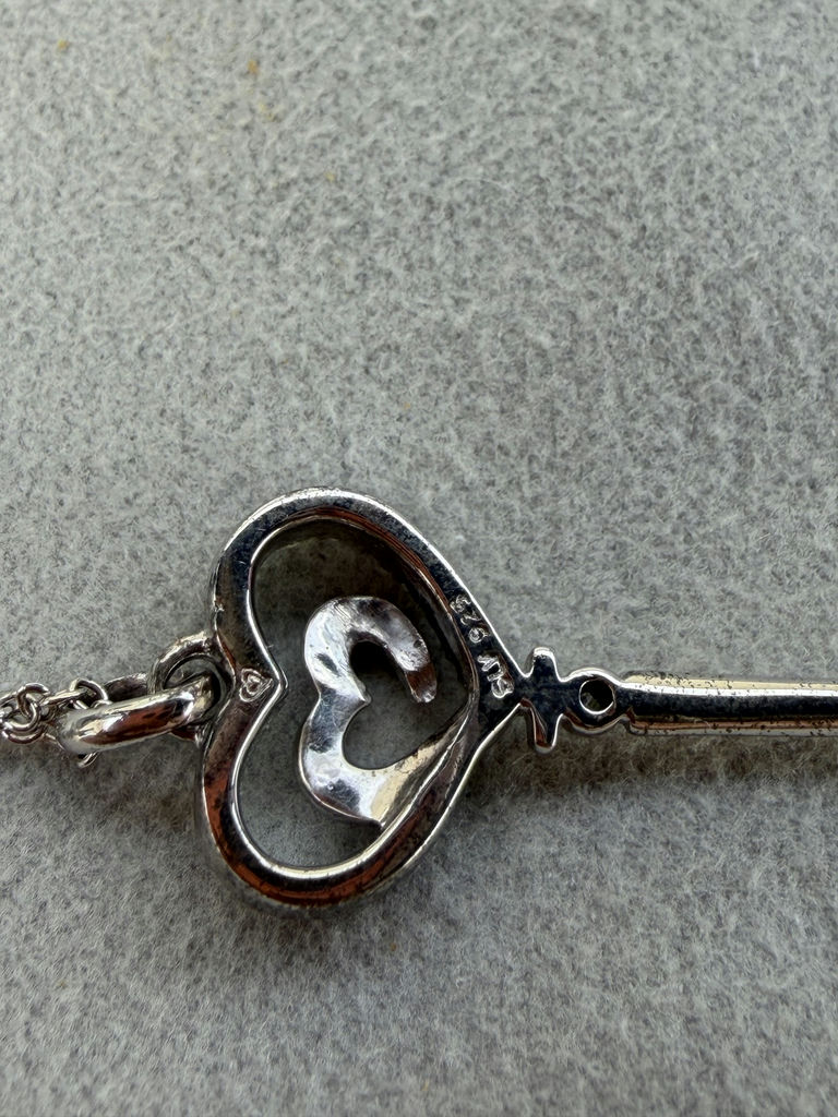 Sterling Silver Heart Key Pendant Necklace - image 10 of 17
