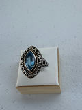 Sterling Silver Blue Stone Ring With 14K Accent Detail - thumbnail 8 of 21