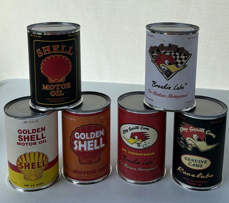 (5) Vintage Style Shell and Roy Smith Cams Motor Oil Tin Containers - image 1 of 5