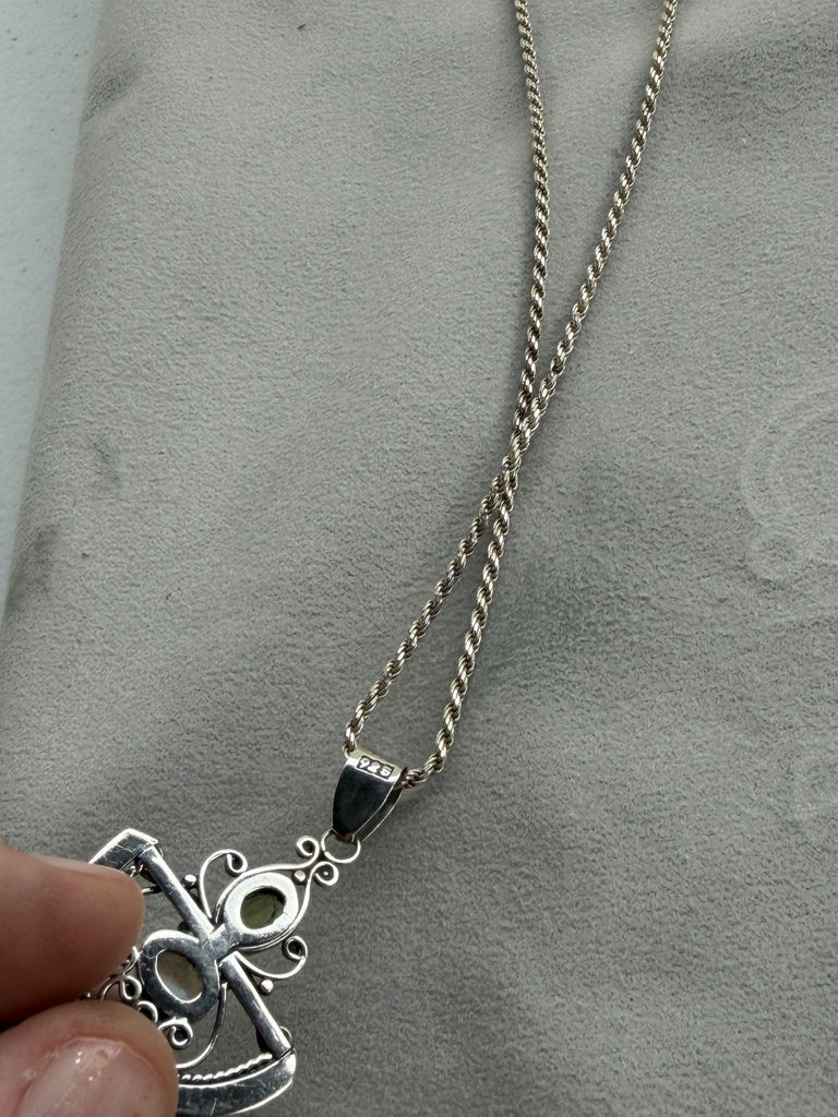 Sterling Silver Pendant Necklace with Gemstones - image 10 of 15