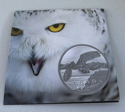 2014 Royal Canadian Mint Snowy Owl $50 Fine Silver Coin - Image 1 of 11