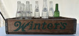 Vintage Winter's Wooden Bottle Crate with (9) Old Glass Bottles - thumbnail 1 of 14