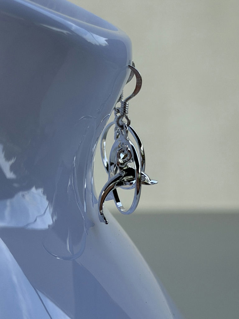 Pair of Sterling Silver Dolphin Hoop Earrings - image 10 of 10