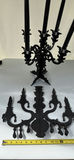 Black Five-Arm Candelabra With Decorative Panels and Taper Candles - thumbnail 3 of 8