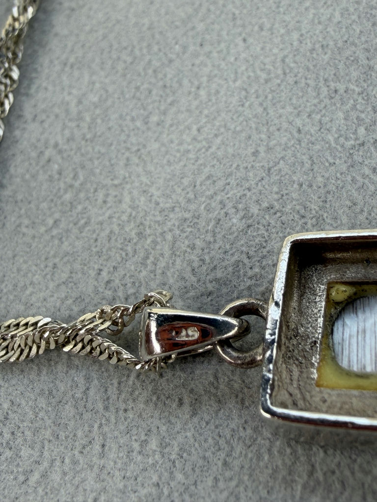 Sterling Silver Chain Necklace with Rectangular Pendant - image 10 of 14