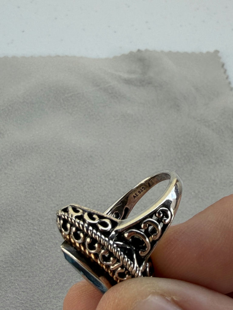 Sterling Silver Blue Stone Ring With 14K Accent Detail - image 3 of 21