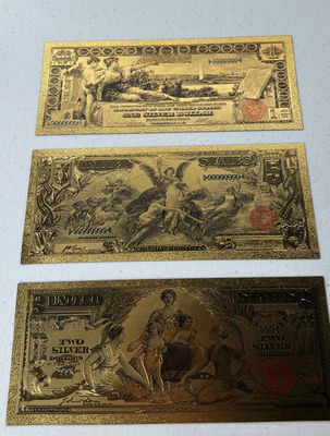 Set of (3) 24K Gold Plated Vintage Style U.S. Silver Certificate Notes - Image 1 of 8