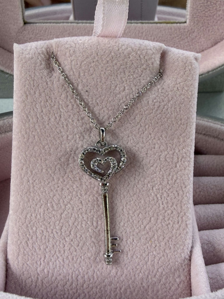 Sterling Silver Heart Key Pendant Necklace - image 14 of 17