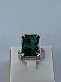 Sterling Silver Ring with Green Rectangular Stone - thumbnail 1 of 15