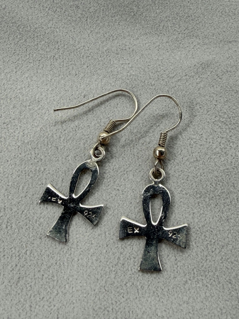 Pair of Sterling Silver Ankh Dangle Earrings - image 1 of 7