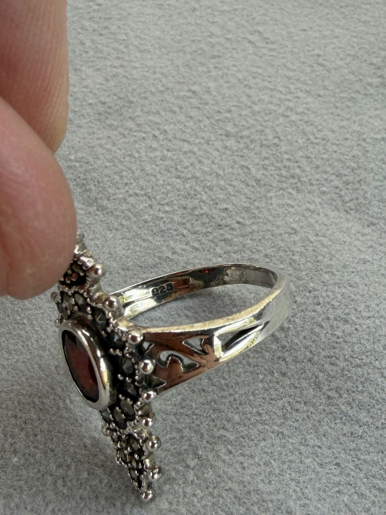 Sterling Silver Ring with Red Oval Stone - image 11 of 12