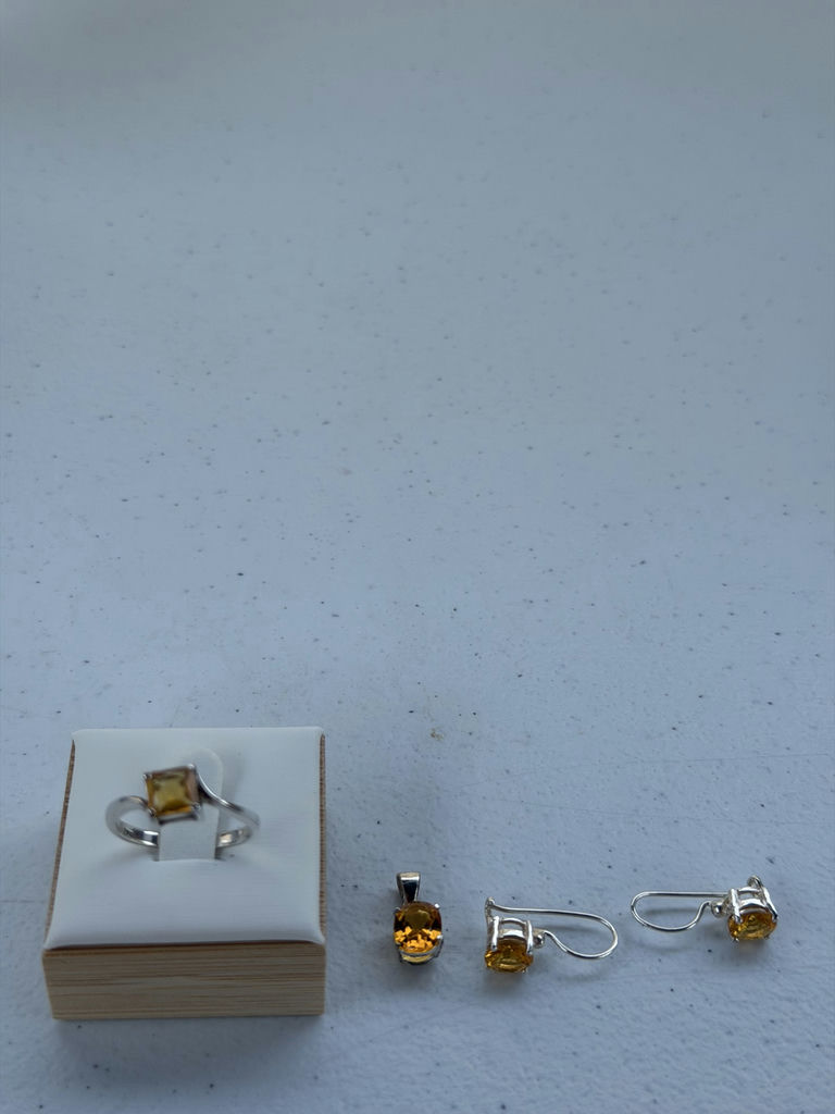 Sterling Silver Jewelry Set with Yellow Gemstones - image 11 of 19