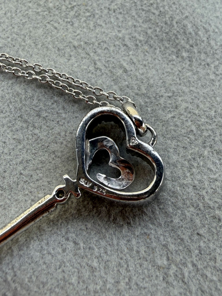 Sterling Silver Heart Key Pendant Necklace - image 4 of 17