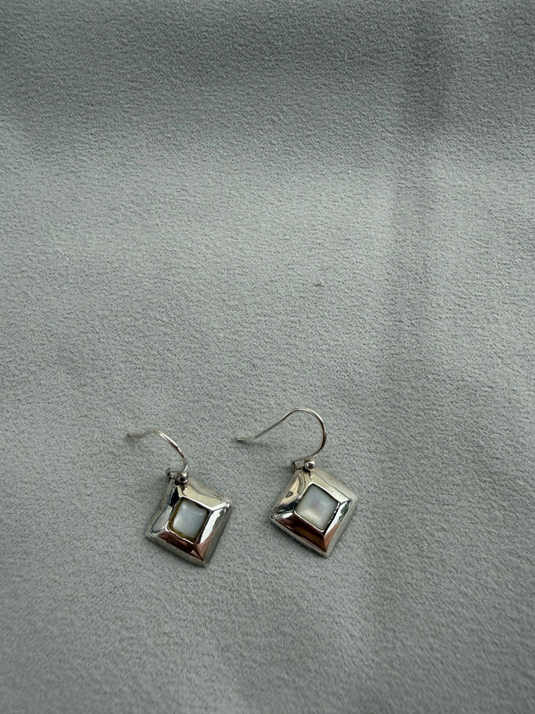 Pair of Sterling 925 Silver Mother of Pearl Dangle Earrings - image 7 of 8