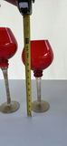 Painted RED Glass Candle Holders Set of 3 - thumbnail 7 of 10
