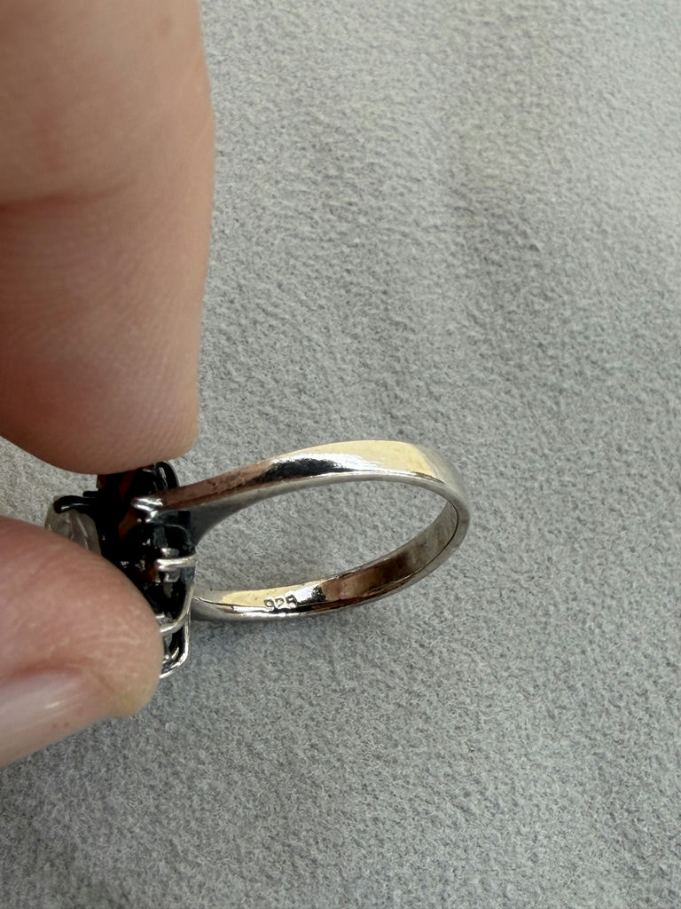 Sterling Silver Ring with Clear Center Stone And Metallic Accents - image 4 of 14