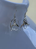 Pair of Sterling Silver Dolphin Hoop Earrings - thumbnail 1 of 10